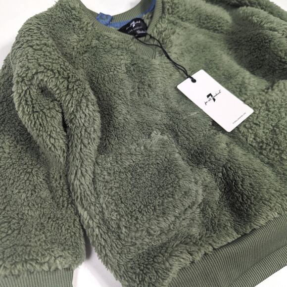 7 For All Mankind Fuzzy Sweater Boys Sz 2T Olive Green Pullover - Picture 2 of 4